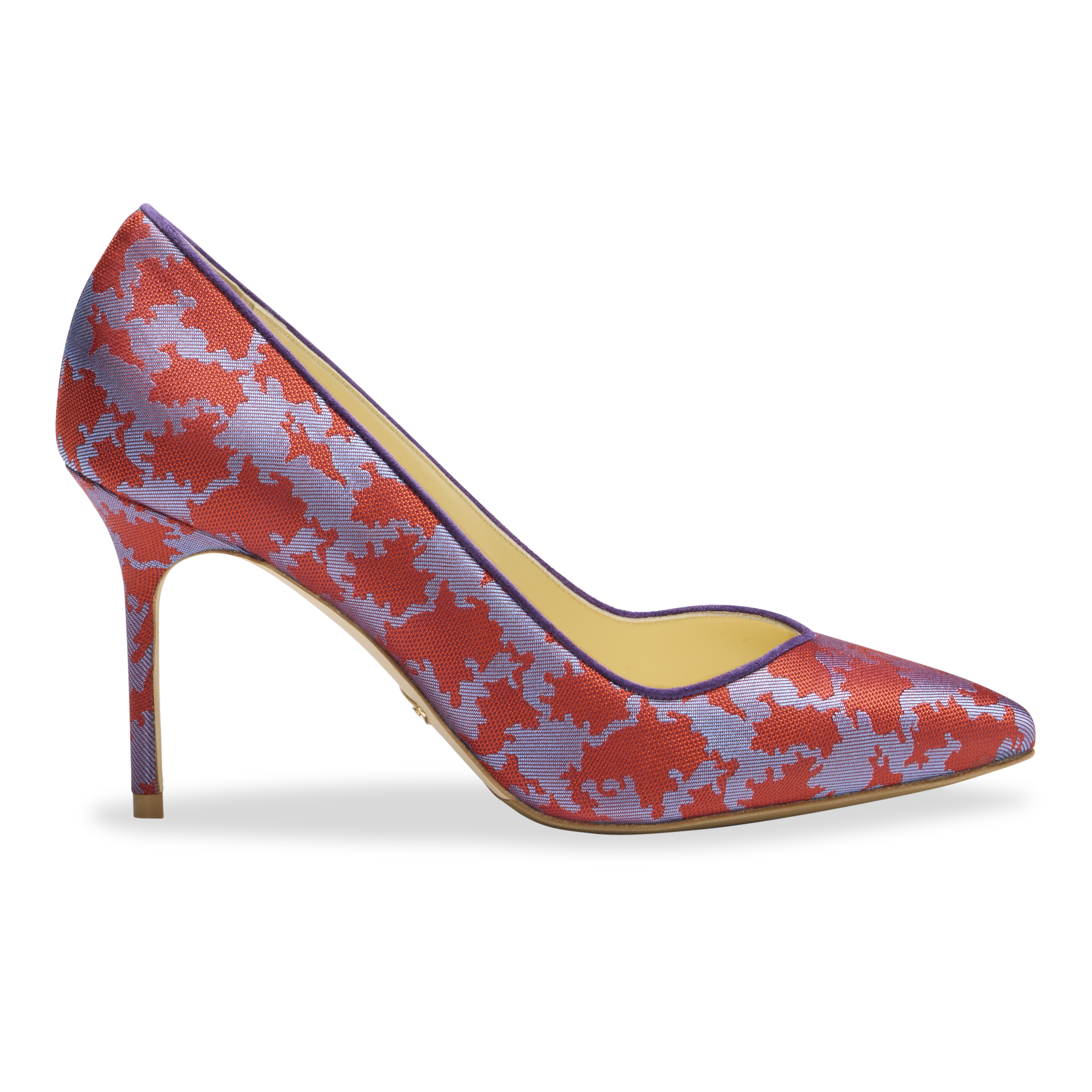 Perfect Pump 85 in Scarlet & Mauve Silk Jacquard