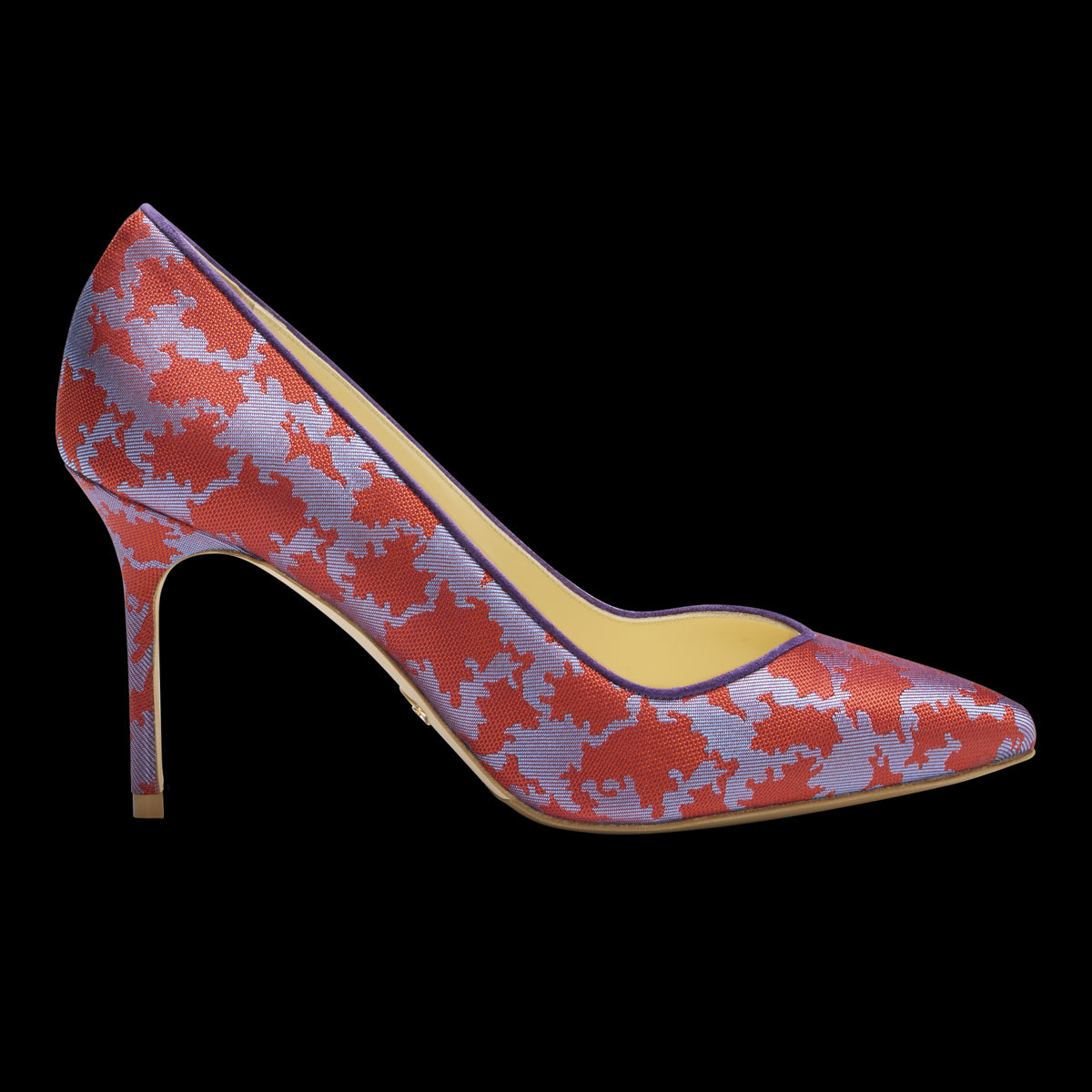 Perfect Pump 85 in Scarlet & Mauve Silk Jacquard