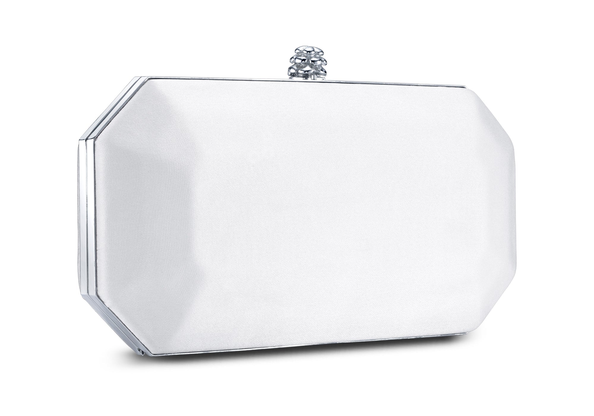 Perry Clutch in Pegasus White IDRO Treated Satin