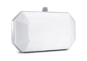 Perry Clutch in Pegasus White IDRO Treated Satin