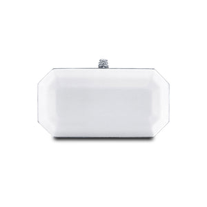 Perry Clutch in Pegasus White IDRO Treated Satin