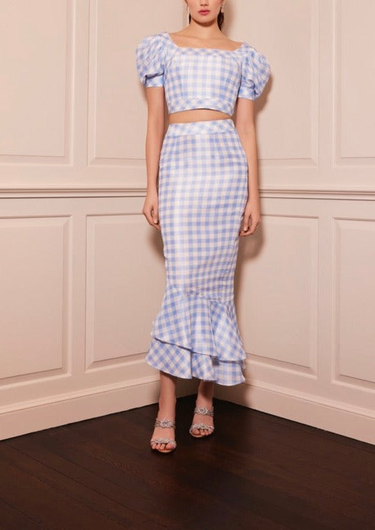 Elise Cornflower Gingham Top