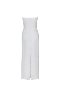 OTM Exclusive: Olivia White Silk Dress with Floral Crystal Embroidery