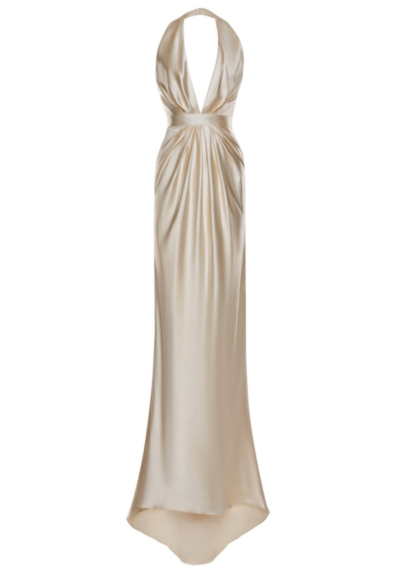 Jolie Champagne Halter-Neck Gown