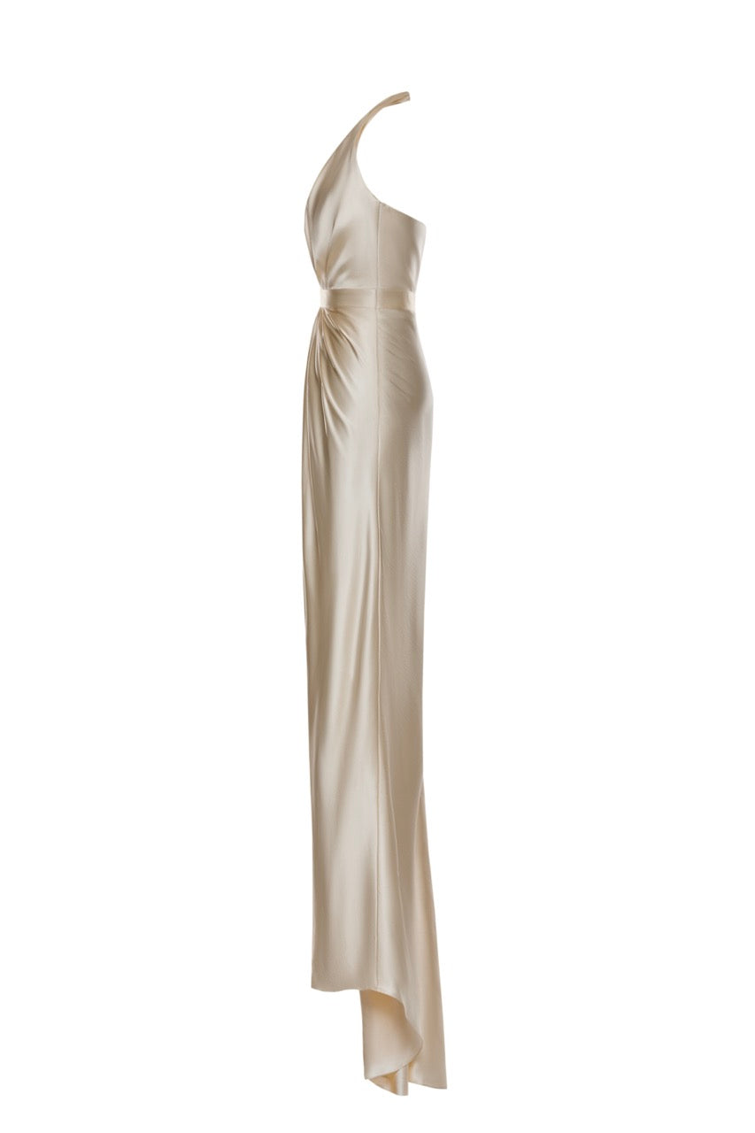 Jolie Champagne Halter-Neck Gown