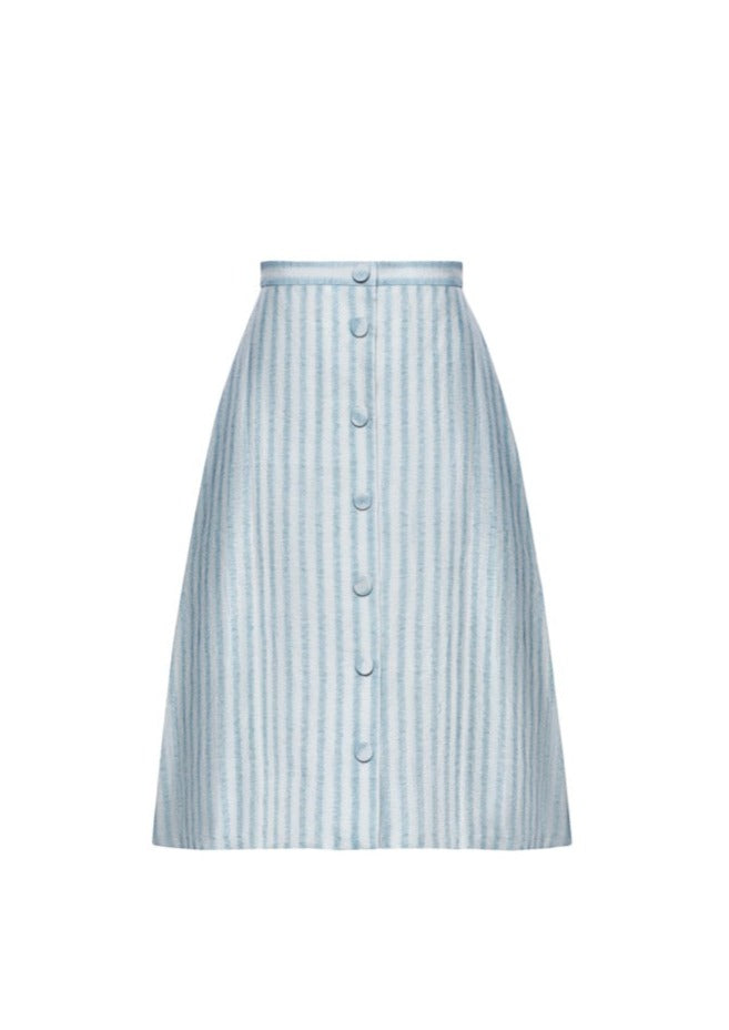 Jana Ikat Striped Tea-Length Skirt