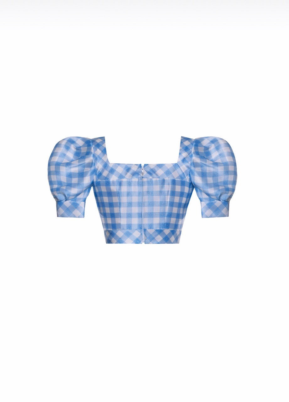 Elise Cornflower Gingham Top