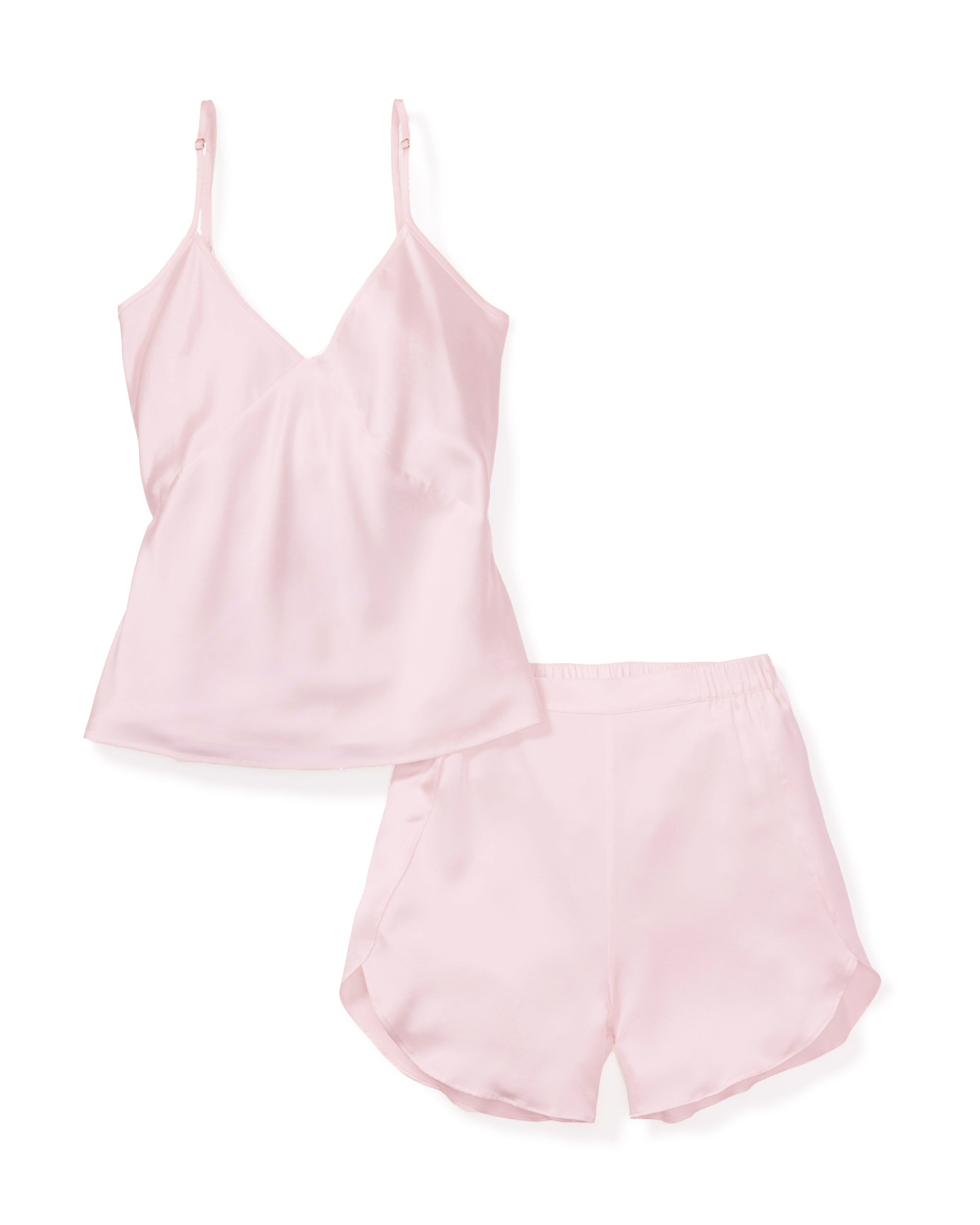 Women’s Pink Silk Camisole and Short Set