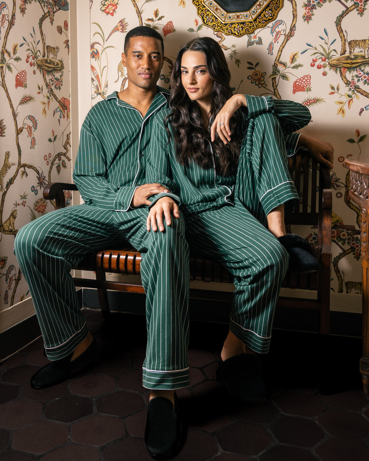 Men’s Luxe Pima Cotton Green Stripe Pajama Set