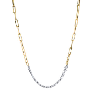 Ascending Diamonds Tennis Necklace on Rectangular Chain