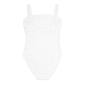 Women's White Eyelet One Piece