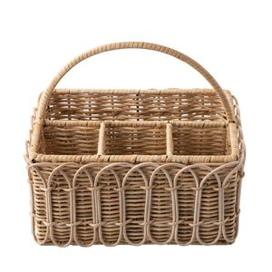 Provence Rattan Whitewash Silverware Caddy