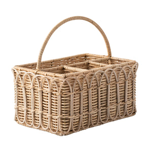 Provence Rattan Whitewash Silverware Caddy