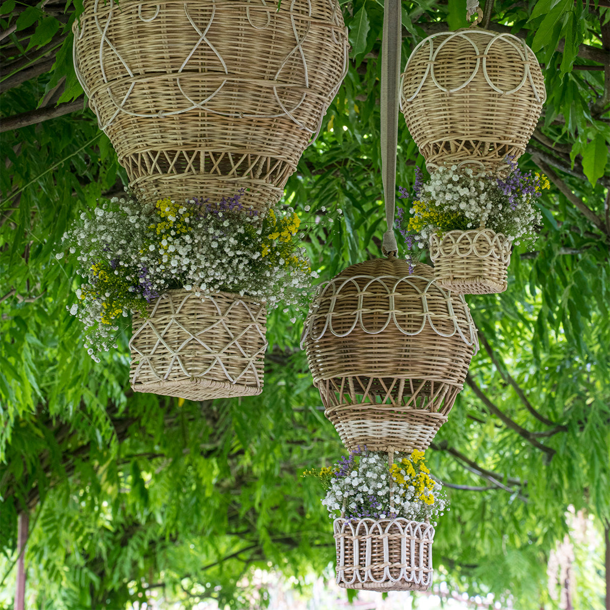 Provence Rattan Whitewash Large Hot Air Balloon