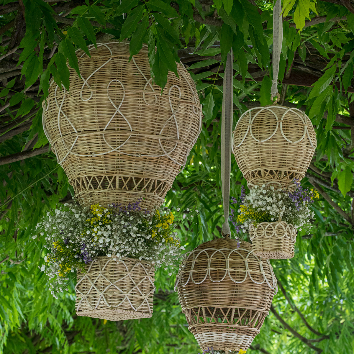 Provence Rattan Whitewash Small Hot Air Balloon