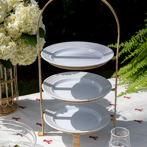 Provence Rattan Whitewash Three Tiered Plate Server