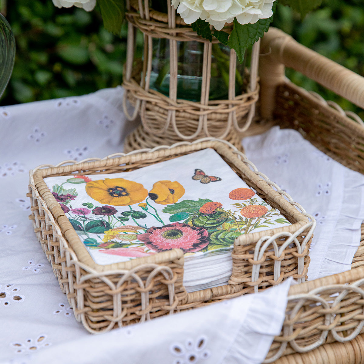 Provence Rattan Whitewash Luncheon Napkin Holder