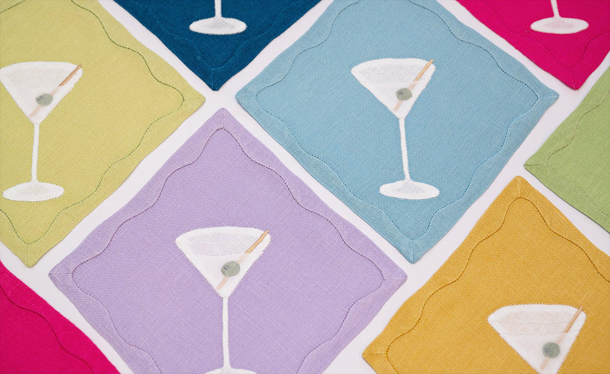 Rainbow Martini Cocktail Napkins, Set of 6