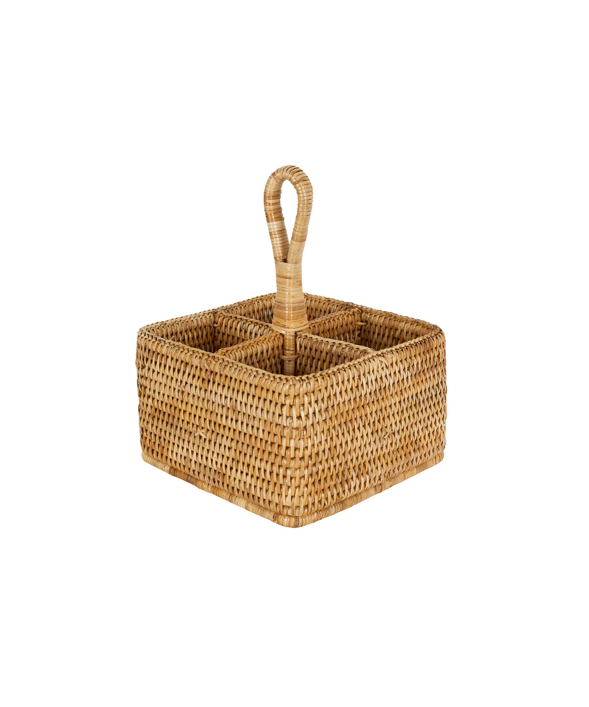 Rattan Cutlery and Condiment Carrier in Natural