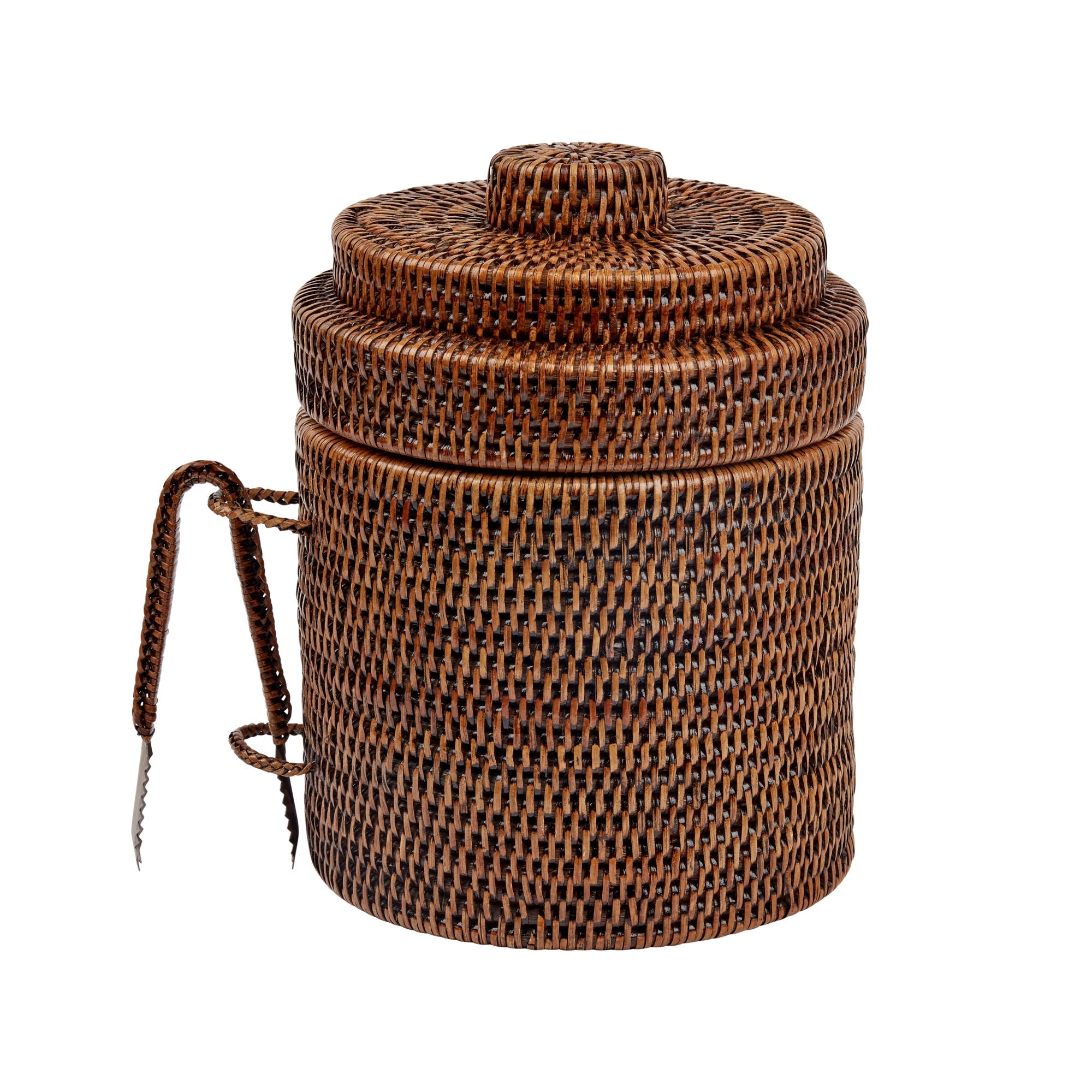 Rattan Ice Bucket with Tongs