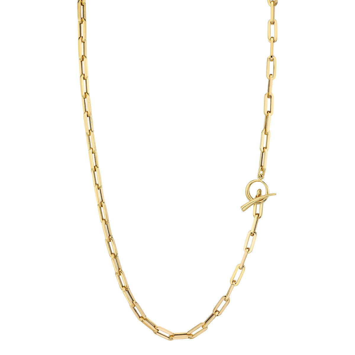 Rectangular Link Chain Necklace with Tusk Clasp