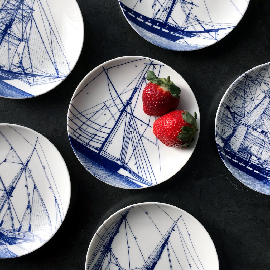 Blue Rigging Canapé Plates Boxed Set/4 - Caskata