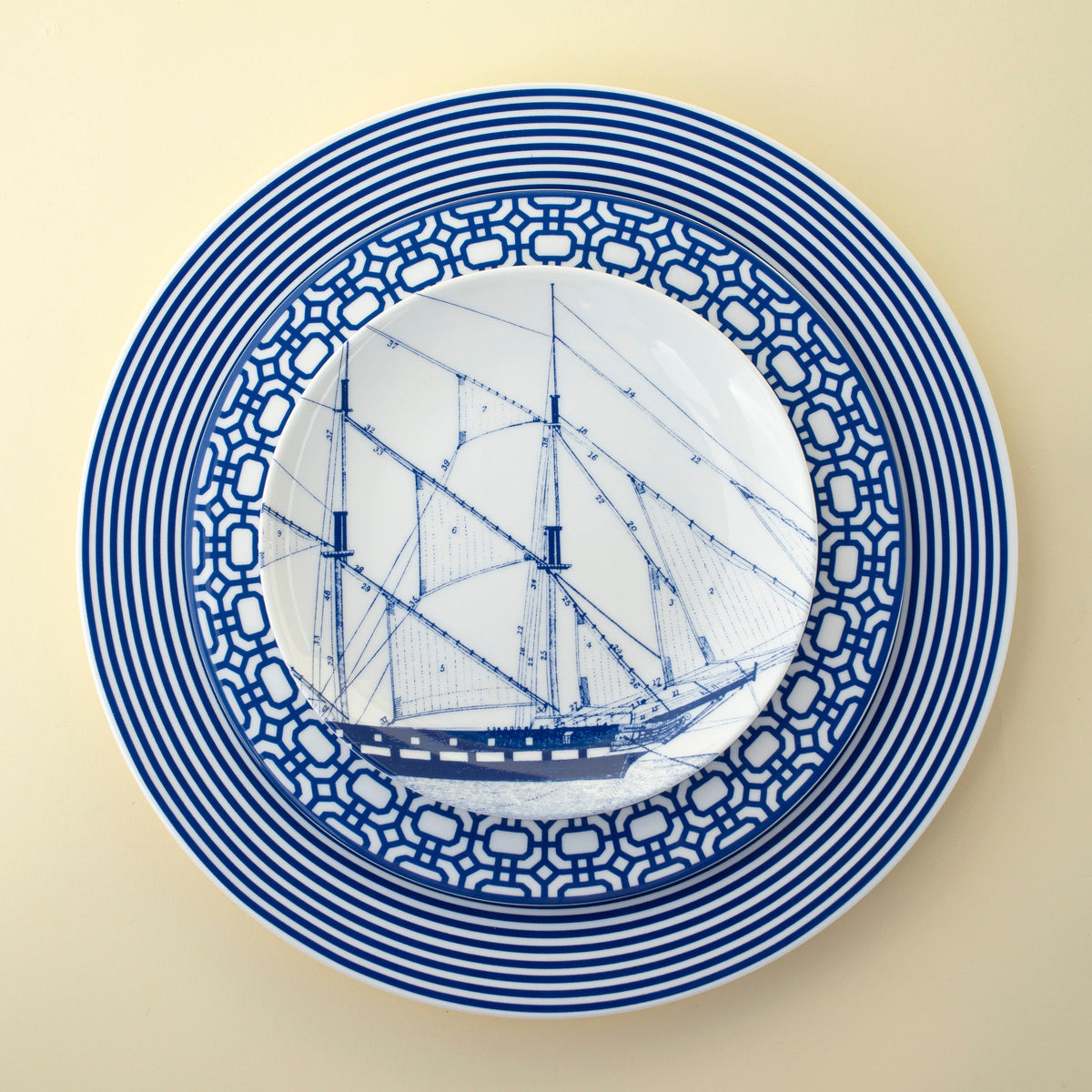 Blue Rigging Canapé Plates Boxed Set/4 - Caskata