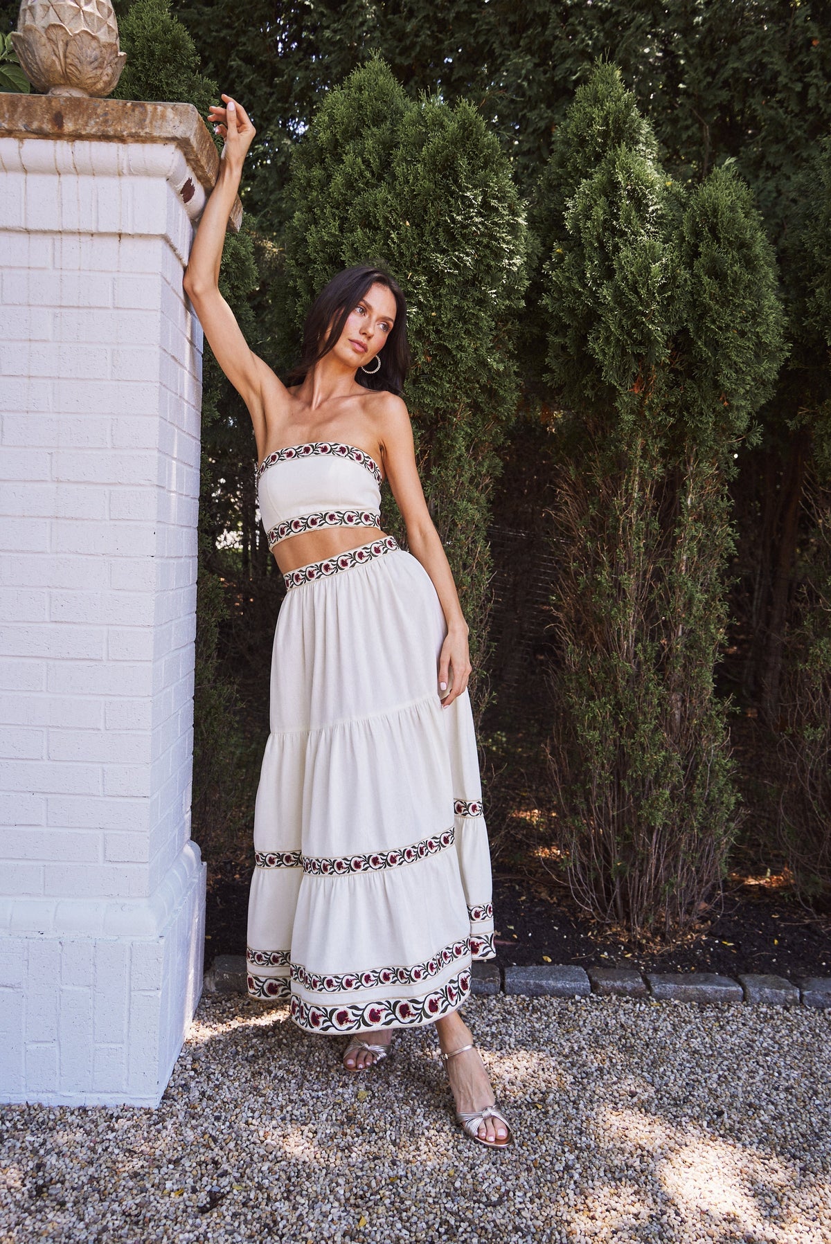 Carnation Ruffle Skirt - Ivory & Red Bottoms - Skirts Rosewater House 