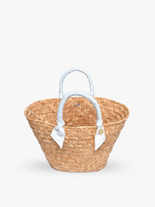 Rosie Woven Straw Ribbon-Handle Tote