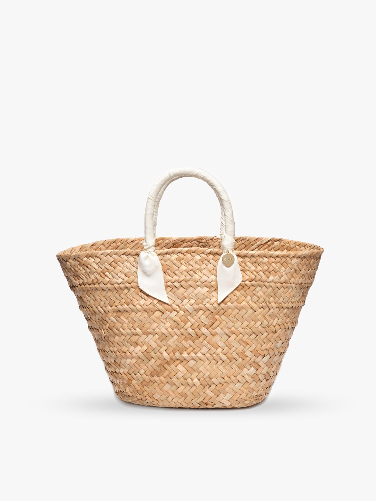 Rosie Woven Straw Ribbon-Handle Tote