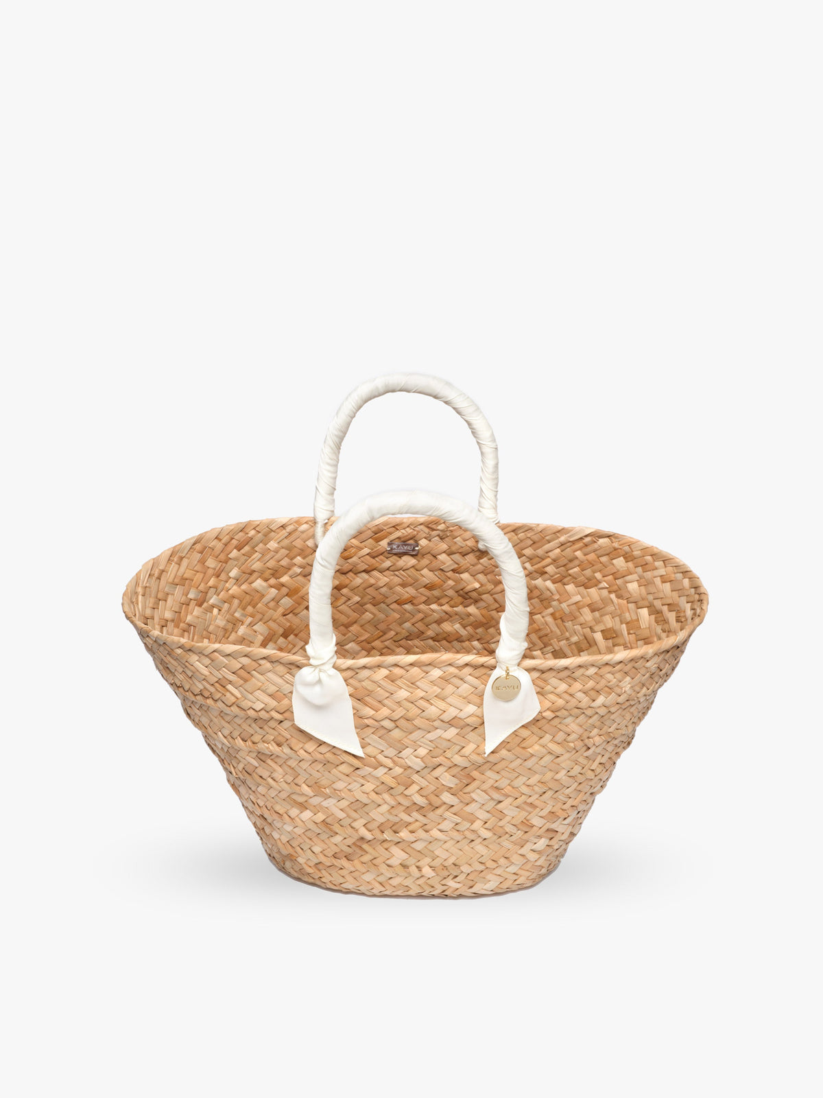 Rosie Woven Straw Ribbon-Handle Tote