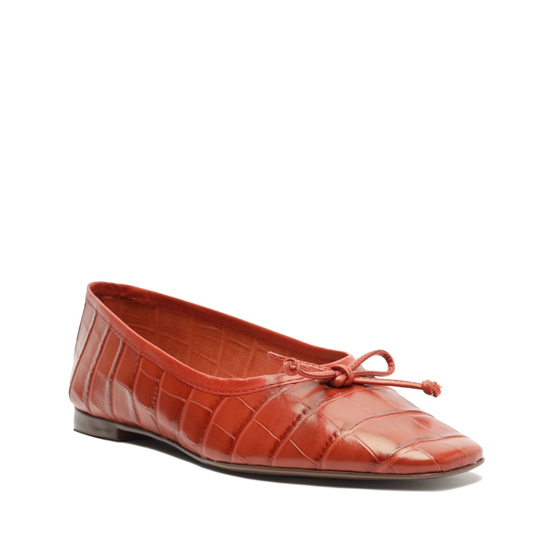 Arissa Crocodile-Embossed Leather Flat