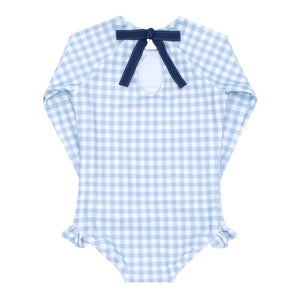 Girl's Oasis Blue Gingham Rashguard One Piece