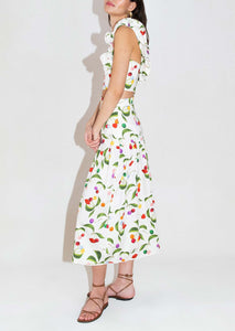 June Cotton Midi Skirt in Cherry White