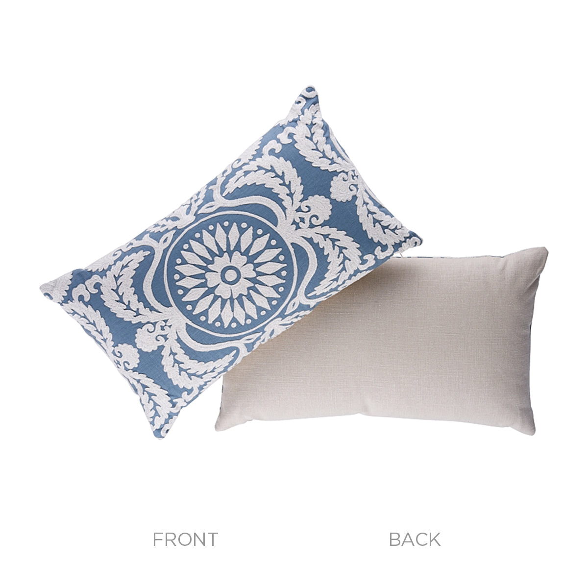 Castanet Embroidery Pillow in Chambray