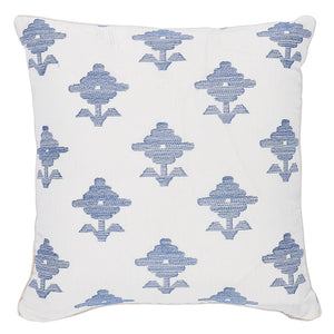 Rubia Embroidery 18" Pillow in Blue