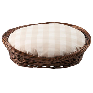 Camden Cotton Beige Check Dog Bed