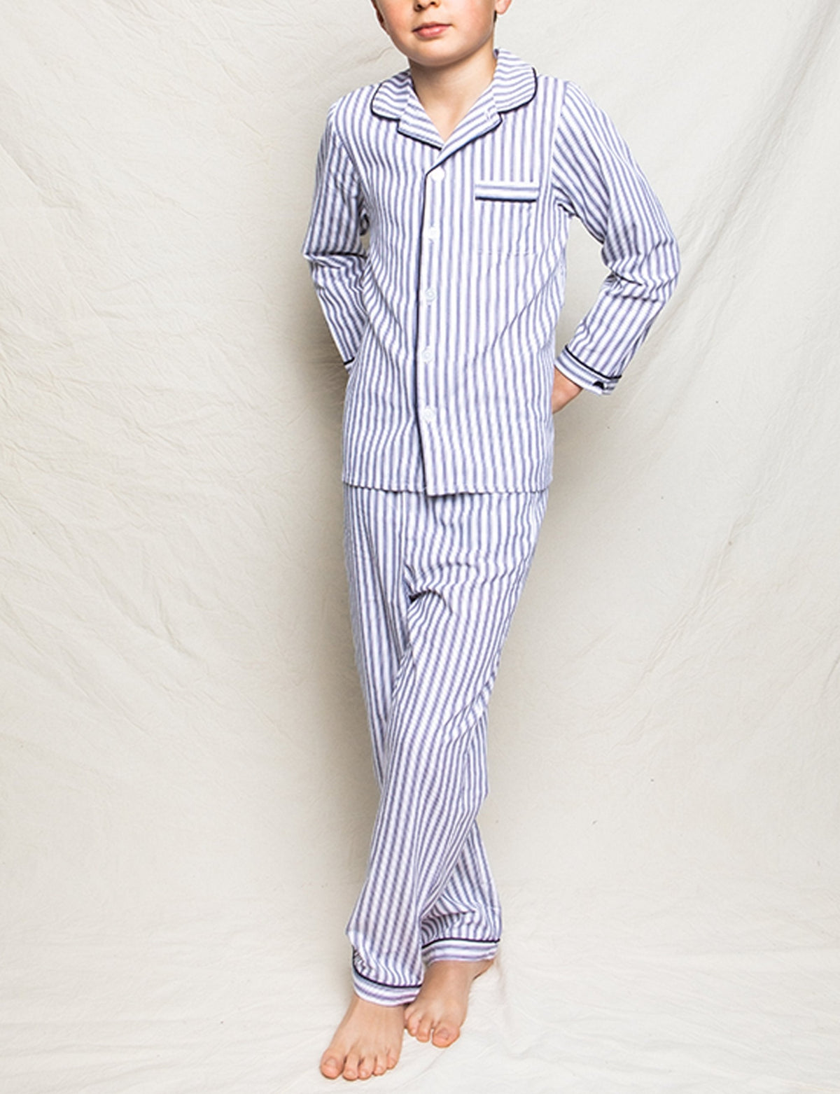 Navy French Ticking Pajama Set