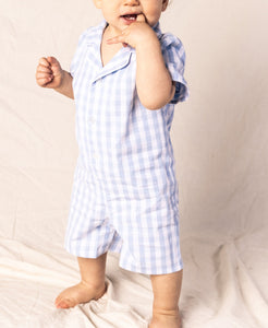 Light Blue Gingham Summer Romper