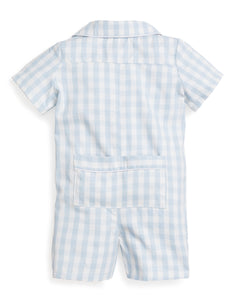 Light Blue Gingham Summer Romper