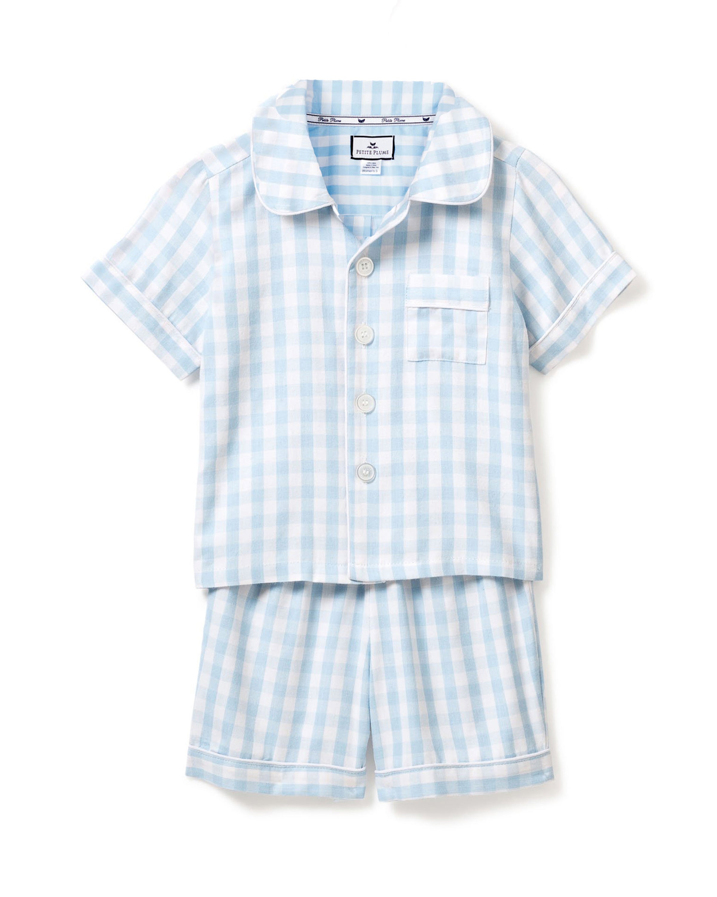 Light Blue Gingham Short Set