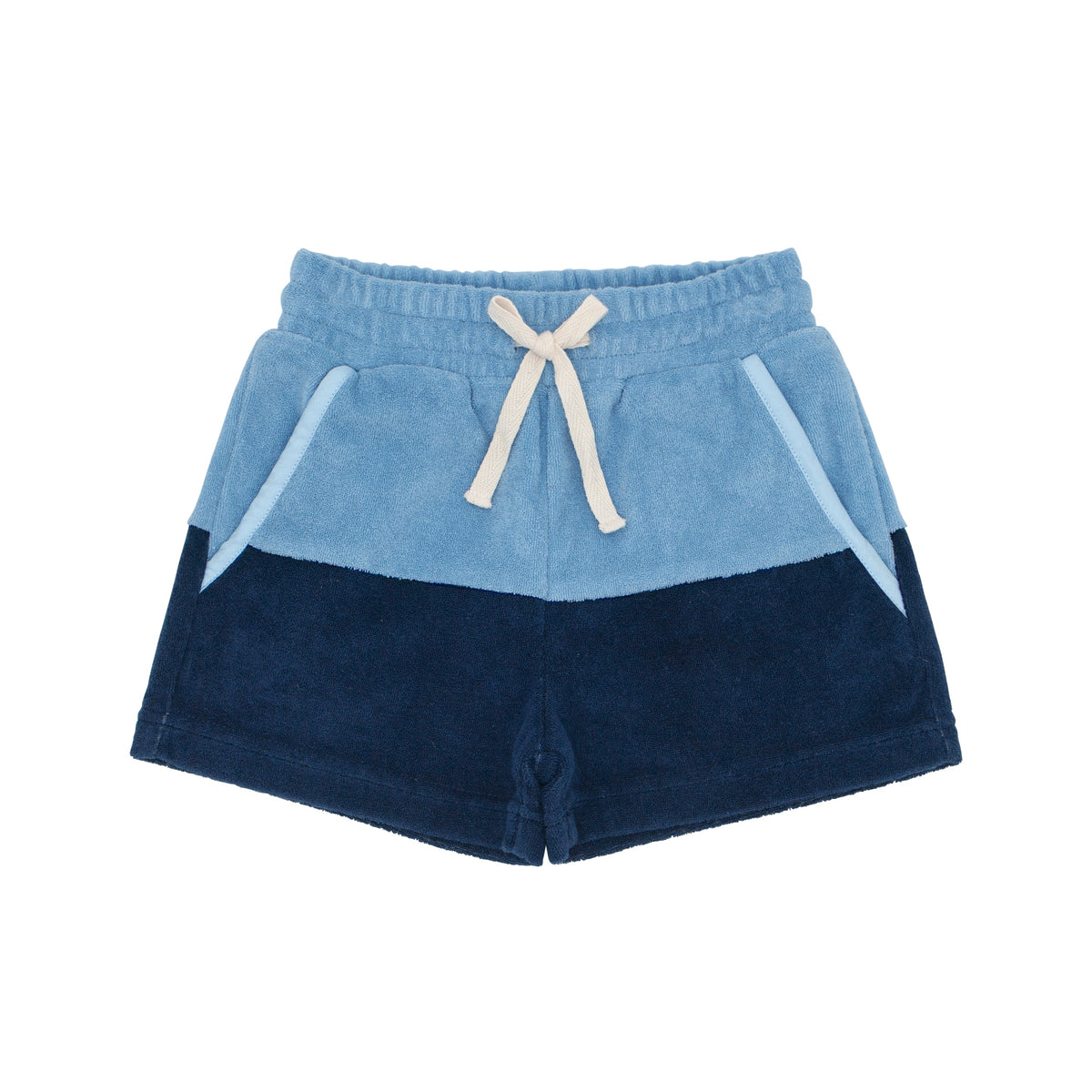 Boys Freshwater Blue Navy Colorblock French Terry Short