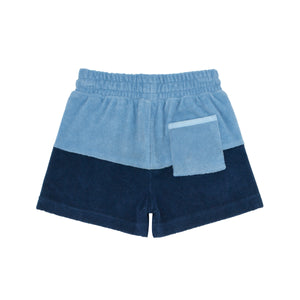 Boys Freshwater Blue Navy Colorblock French Terry Short