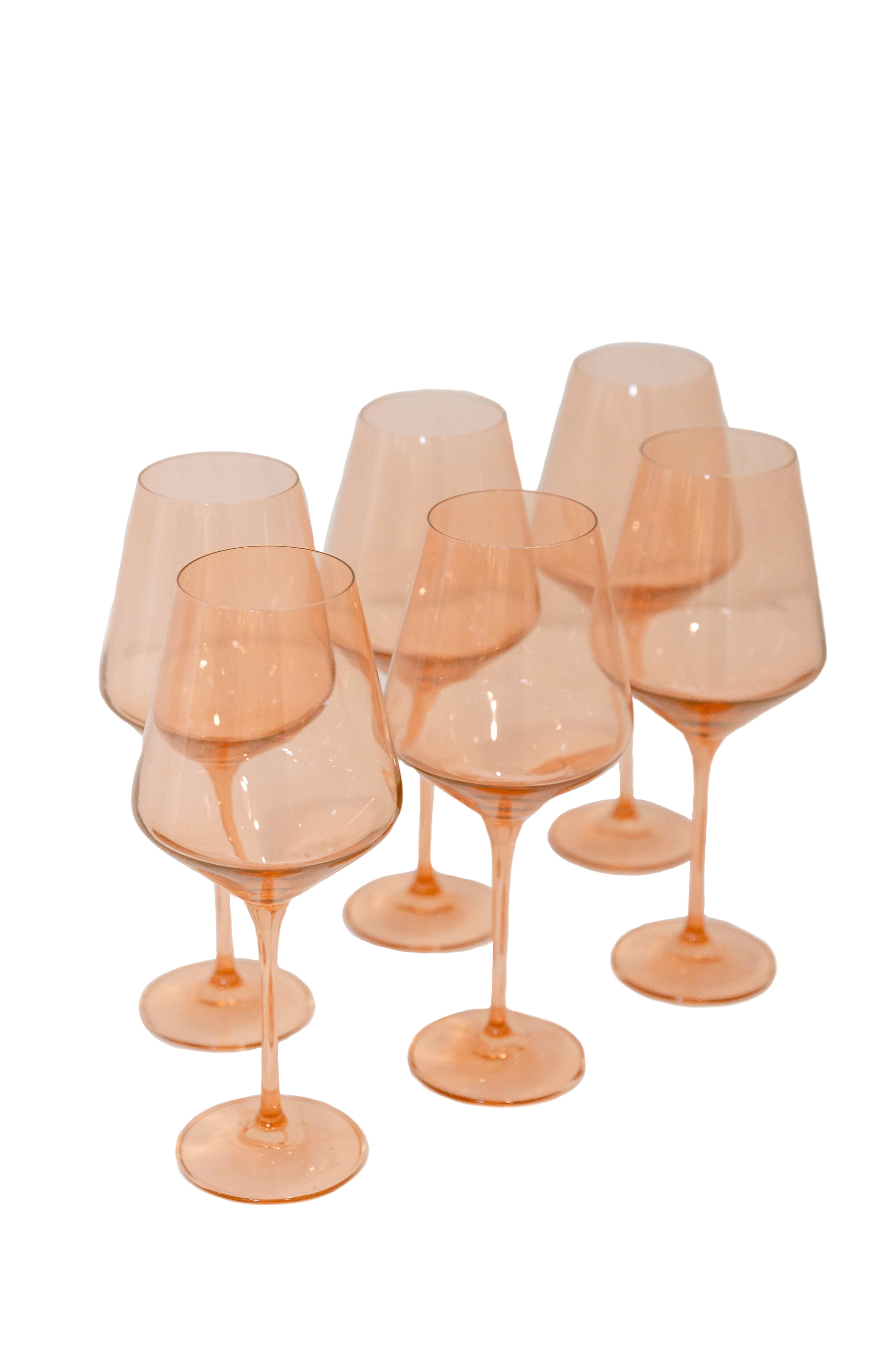 Wine Stemware, Set of 6 Blush Pink