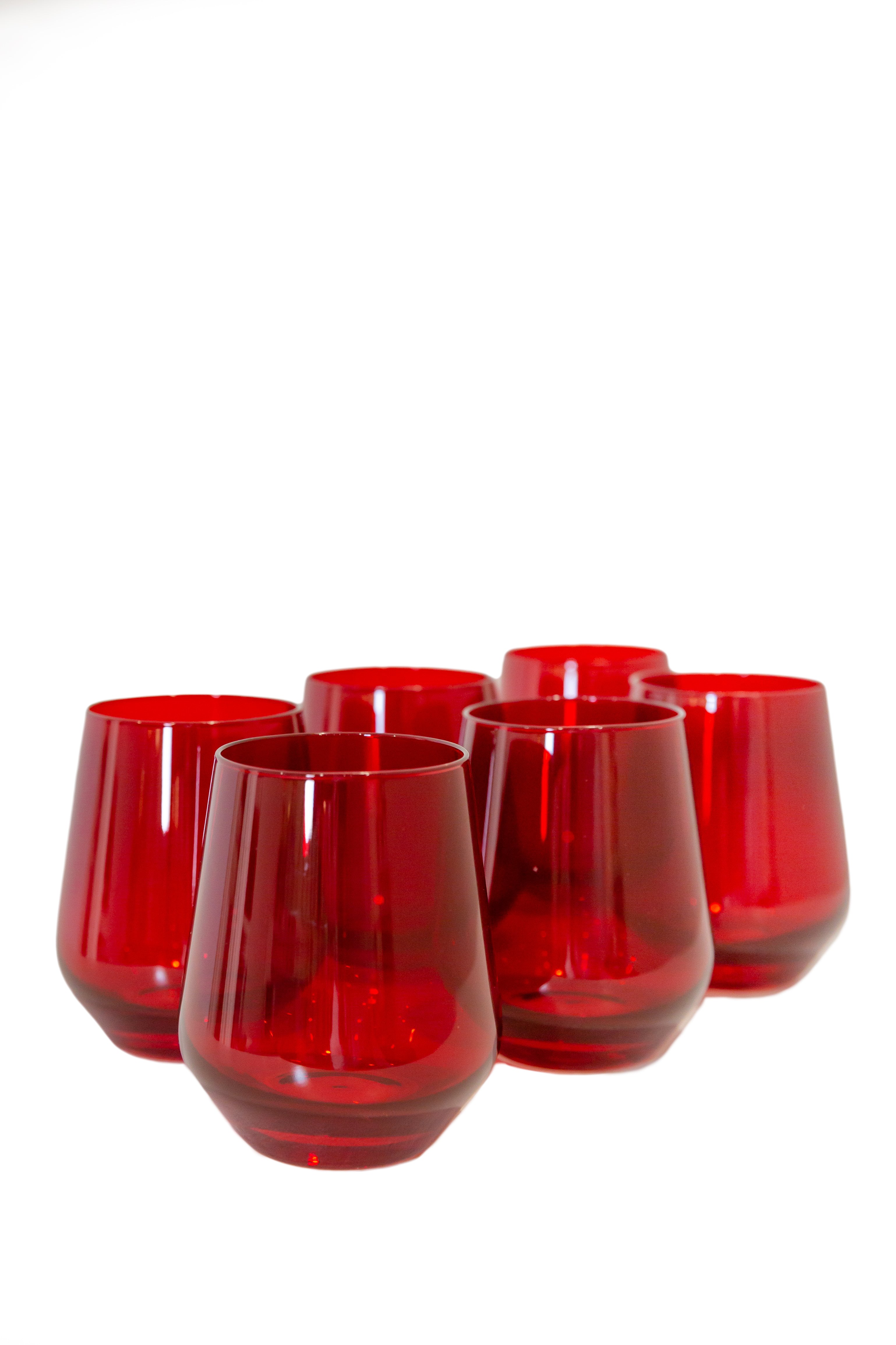 Wine Stemless, Set of 6 Red