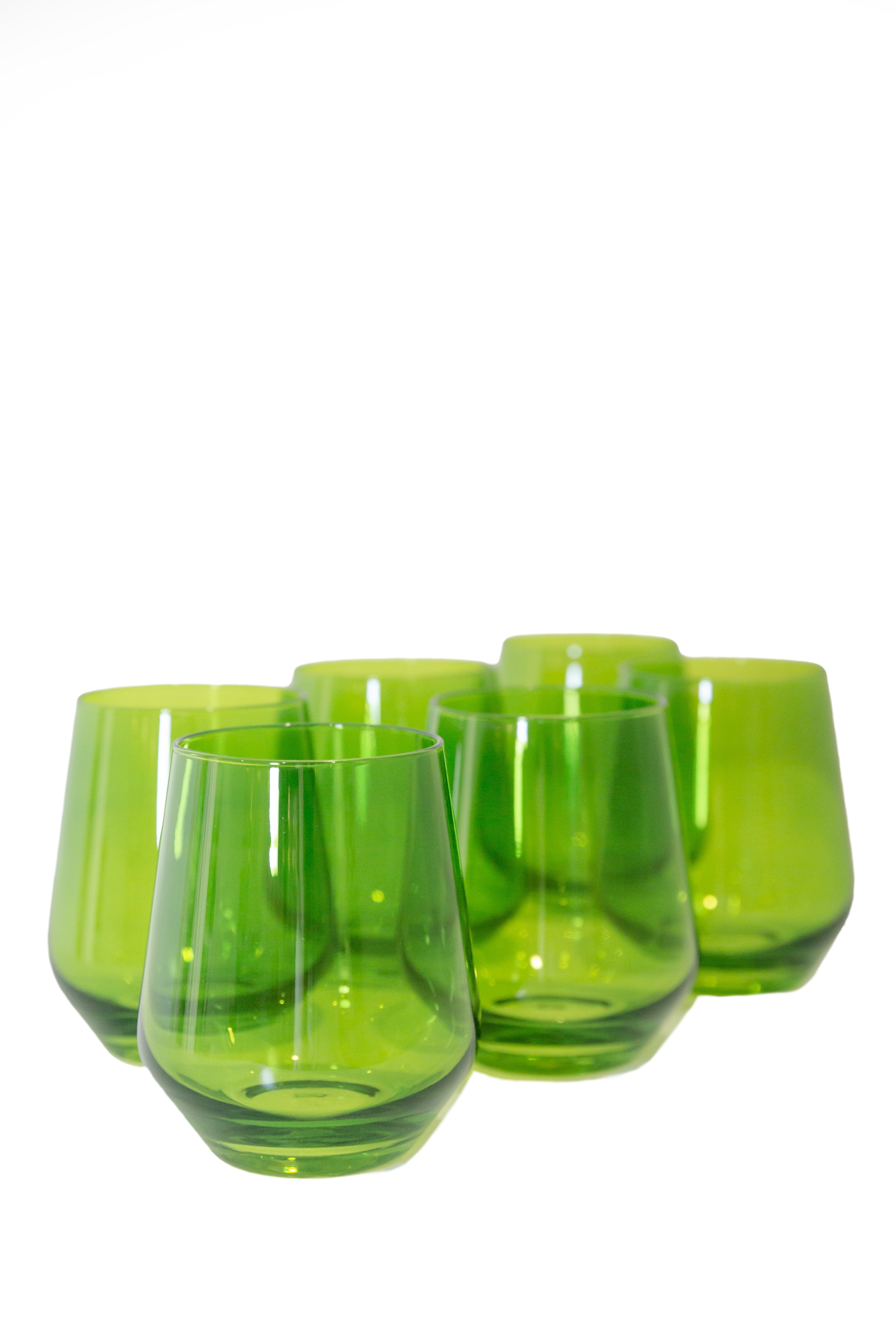 Wine Stemless, Set of 6 Forest Green