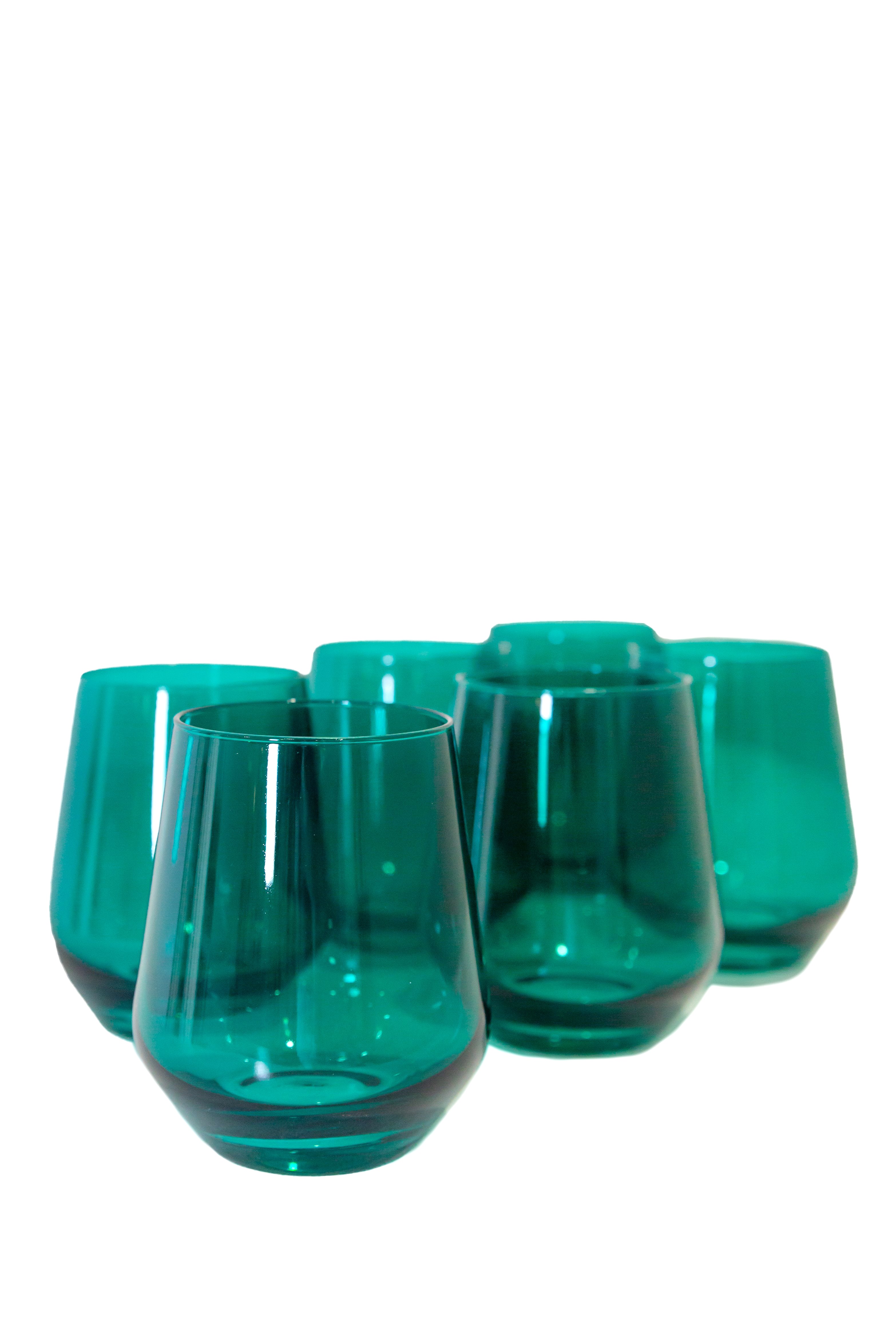 Wine Stemless, Set of 6 Emerald Green