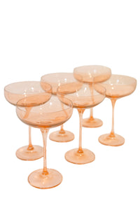 Champagne Coupe Stemware, Set of 6 Blush Pink