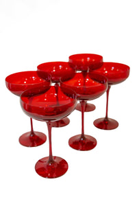 Champagne Coupe Stemware, Set of 6 Red