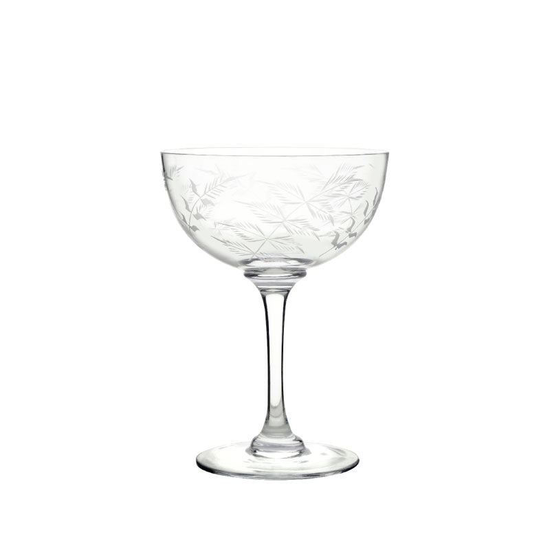 Crystal Champagne Saucers with Fern Design